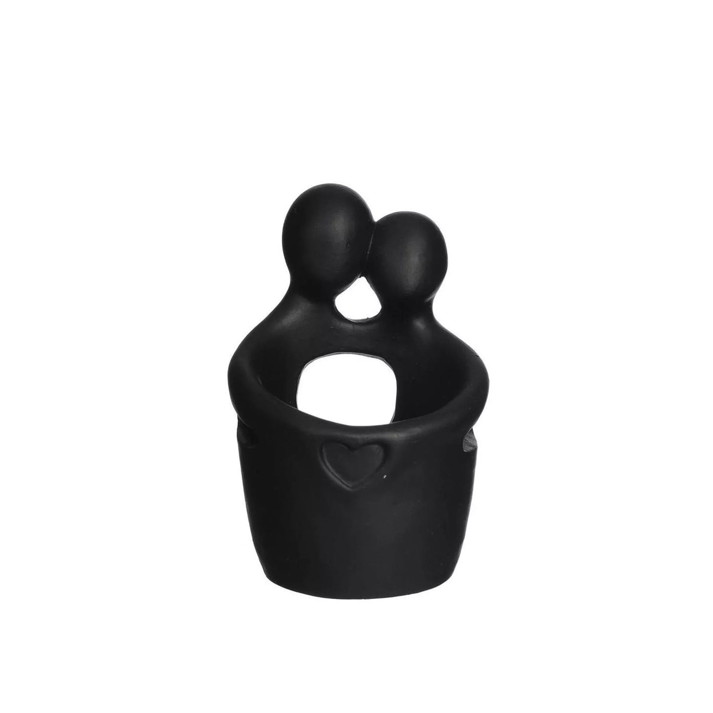 Theelichthouder Embrace zwart met inzetglas