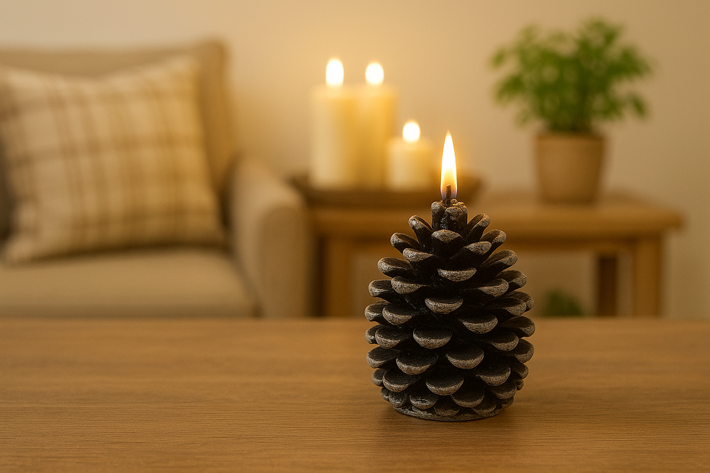 Kaars dennenappel 3D vlam(20%korting bij 2de artikel)