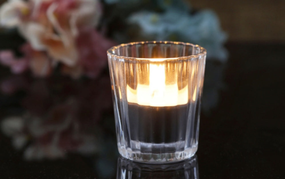 Set van 3 glazen waxinelichthouders