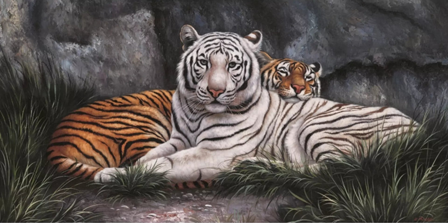 Schilderij 2 Tijgers.