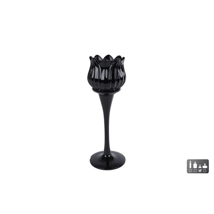 Theelichthouder Tulip zwart (30% korting 2de product)