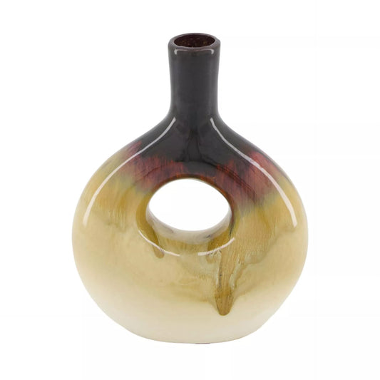 Vaas keramiek crème/bruin