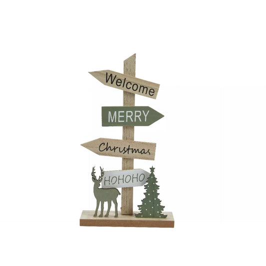 Kerstdecoratie wegwijzer hout 16x5x29cm