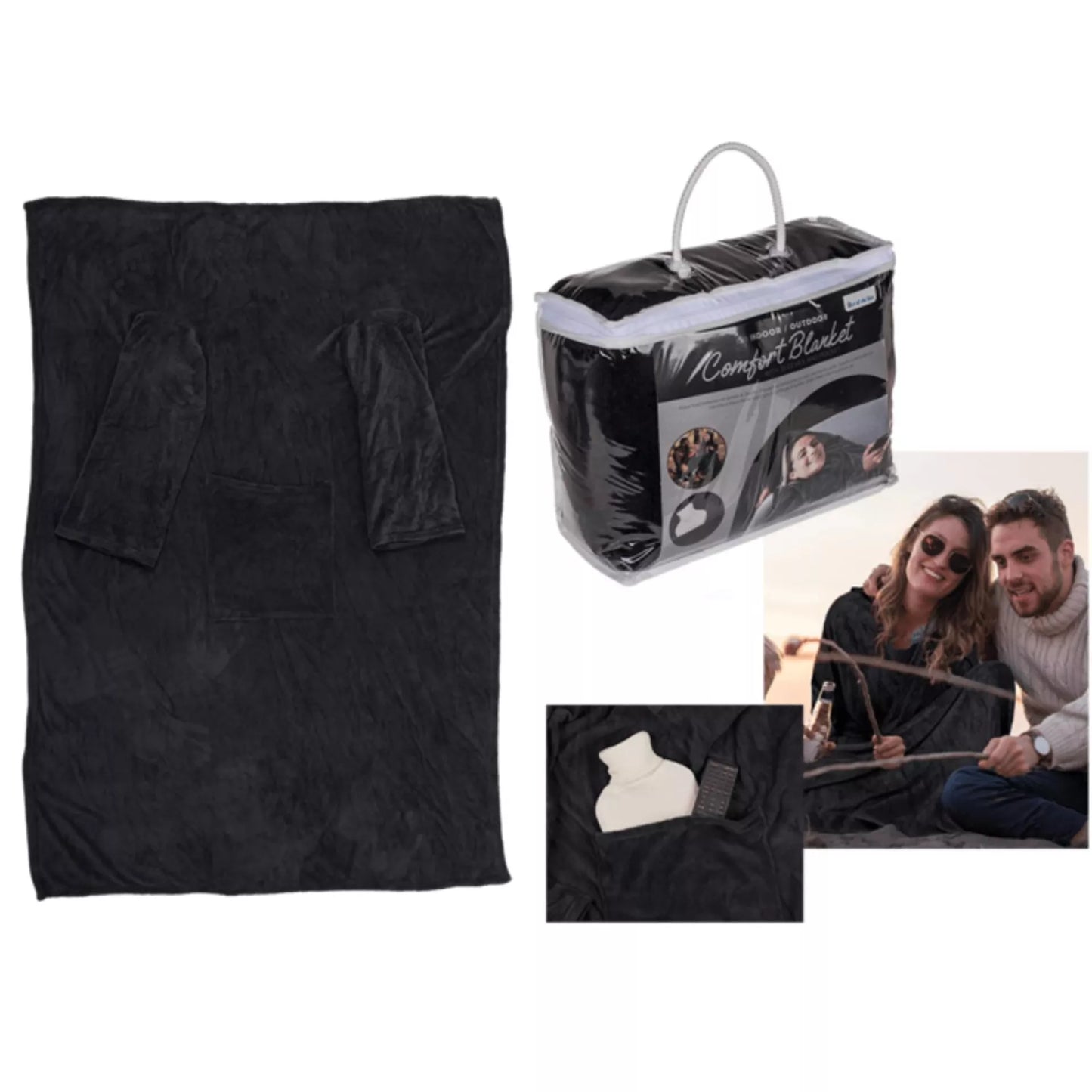 Fleece deken met mouwen en zak(in 2 kleuren)