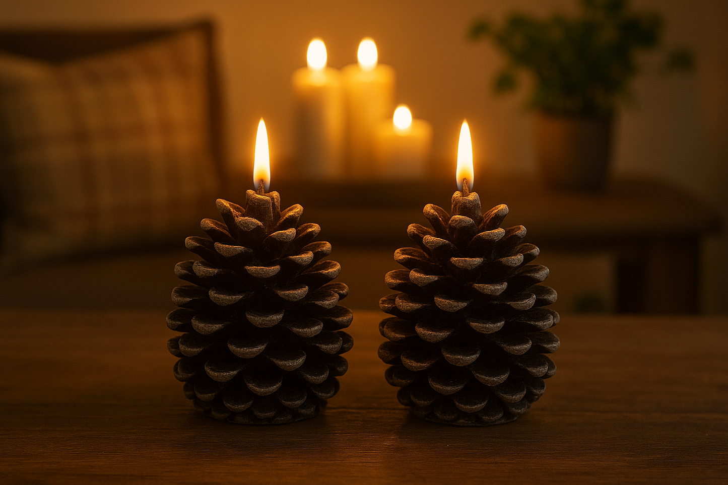 Kaars dennenappel 3D vlam(20%korting bij 2de artikel)