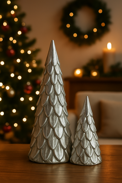 Beeld kerstboom Forest steen/Zilver