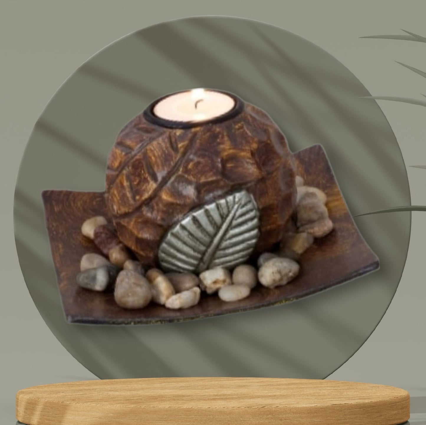 Theelichthouder set met bladdecoratie