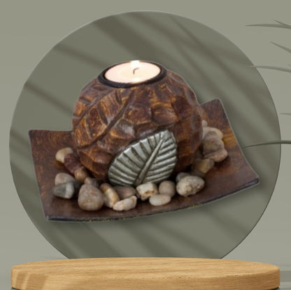 Theelichthouder set met bladdecoratie