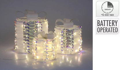 Cadeau 30cm set a 3 stuks irriserend LED