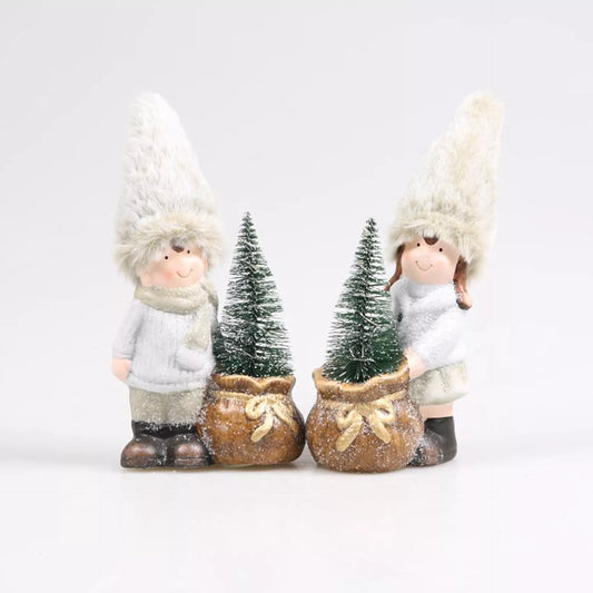 Jongen of meisje met kerstboom LED