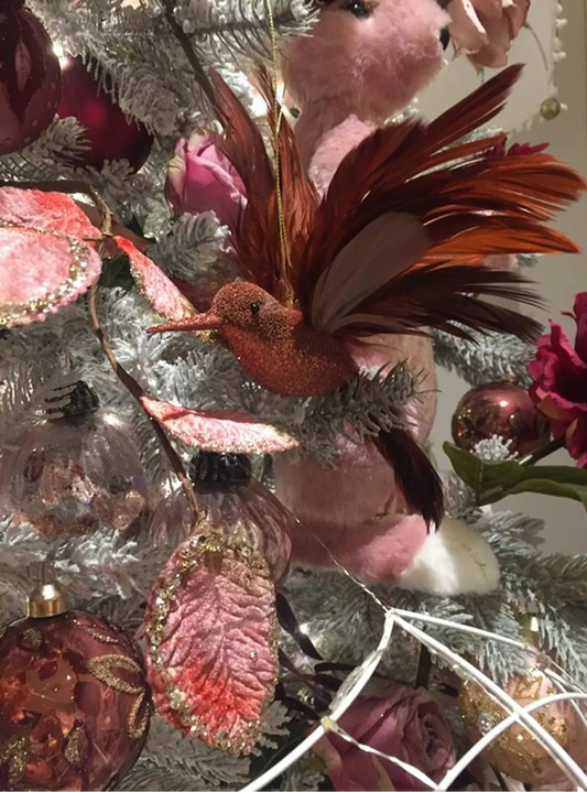 Kersthanger kolibrie glitter goud (2de artikel 30% korting)